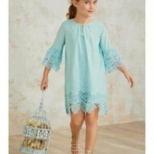Chasing Fireflies Blue Embroidered Lace Cotton Dress 6